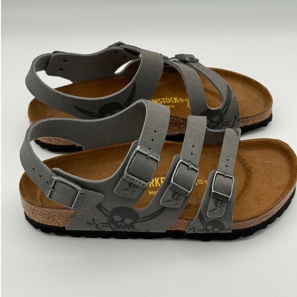Birkenstock Canberra Kids Birko Flor Sandals Dark Gray Skull Size US5 EU36 - Picture 7 of 9